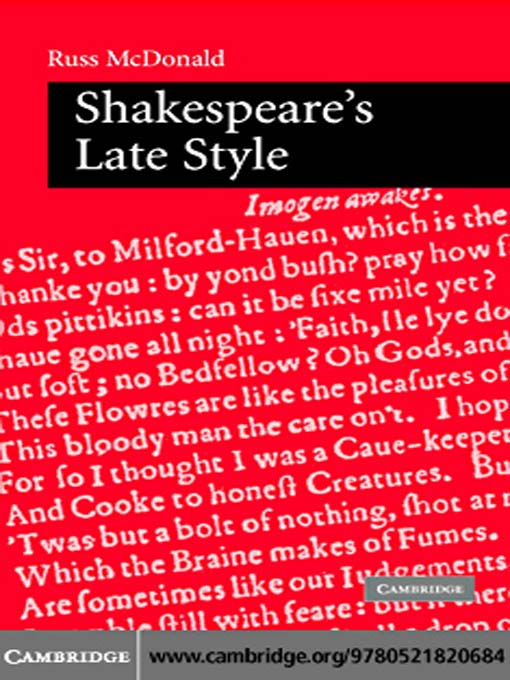 Cover image for Shakespeare's Late Style